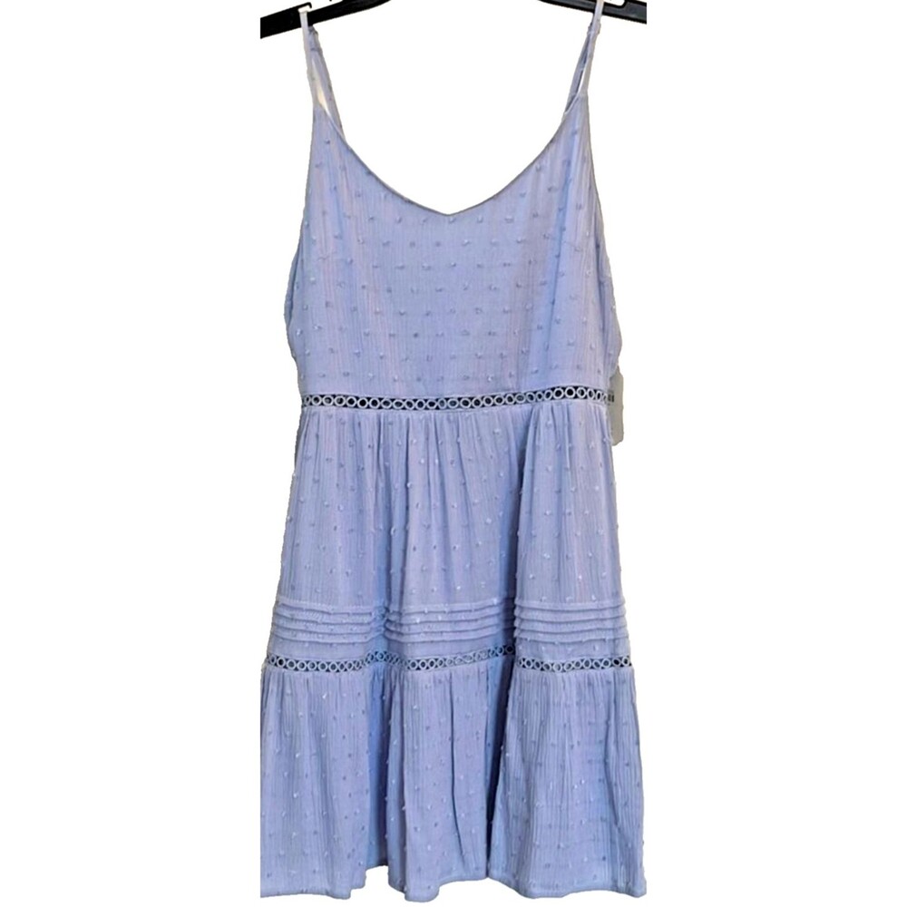 Altar’d State NWT Swiss Dot Tiered Cami Mini Dress XS Light Blue Boho